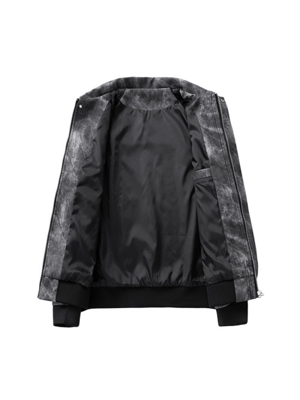 PU nahkjakas stand-up krae ja tõmblukuga, vaba lõige, meeste igapäevane väliskäek kevad- ja sügisperioodile