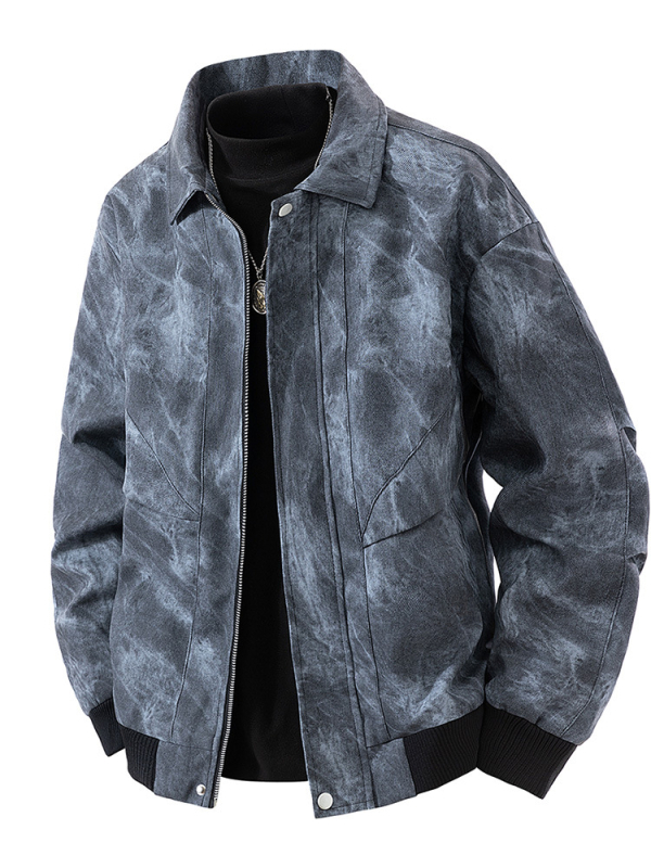 PU nahkjakas stand-up krae ja tõmblukuga, vaba lõige, meeste igapäevane väliskäek kevad- ja sügisperioodile