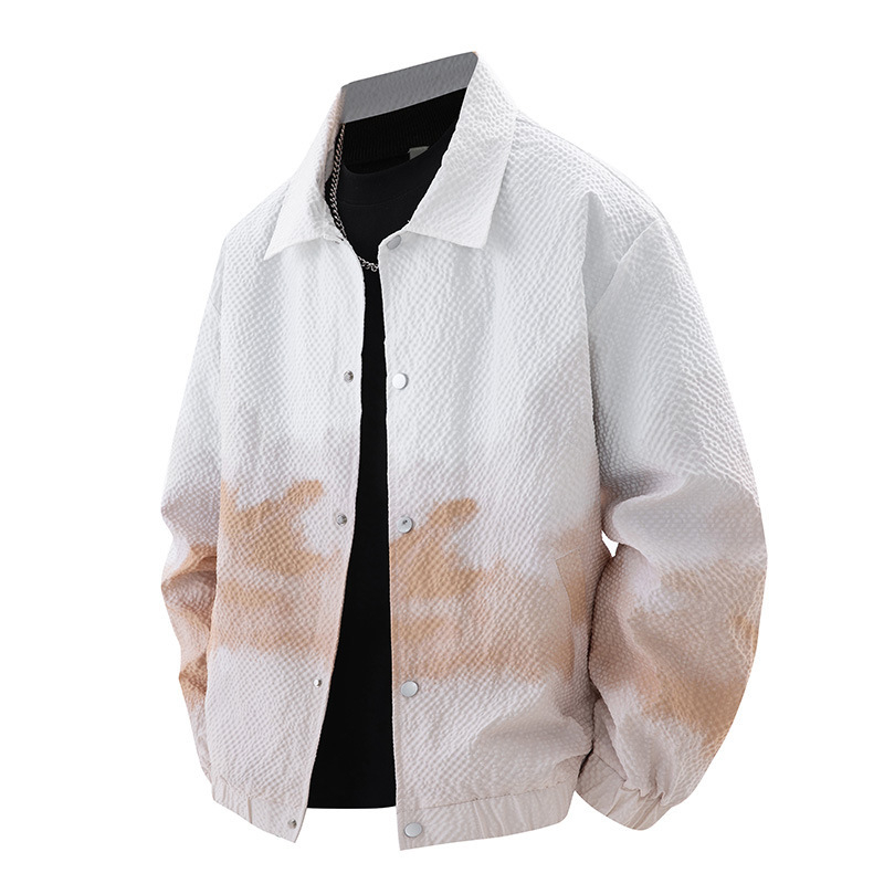 Meeste jakk kapuutsiga, corduroy kangas, peamine kangas: küülikukarvas, ühe rida sulgemine, vaba lõige