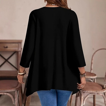 Naiste Avatar musteriga top, ümmargune kaelus, vaba lõige, pikkade käistega, keskmine pikkus 65–80 cm, polüester/elastaan