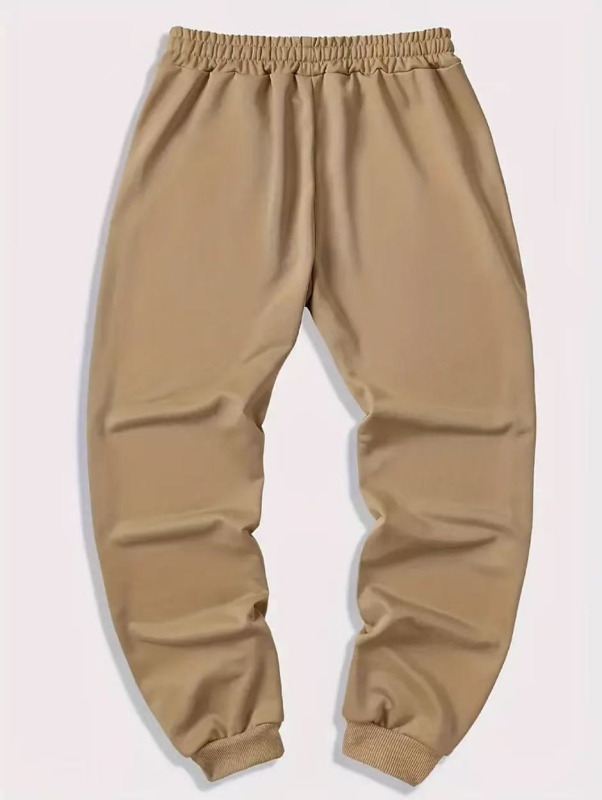 Meeste 4-osaline fleece-spordipükside komplekt, venitusnööriga vöökoht, keskmine talje, kitsas lõige, pikad püksid