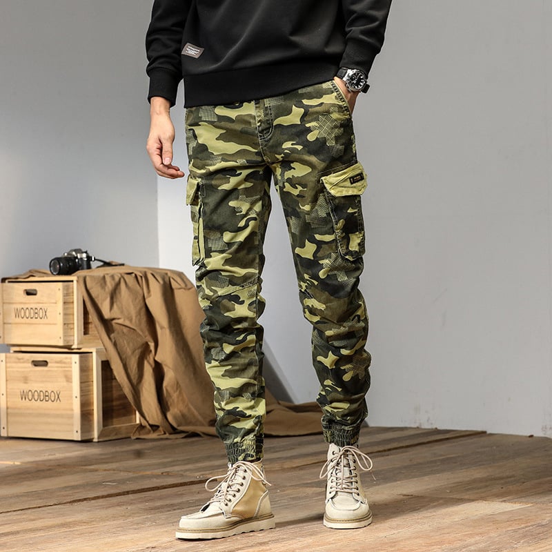 Meeste puuvillased töö- ja vabaaja püksid keskmise vöökohtaga, mikroelastsus, mitmekülgsed taskud, ilma triikimata