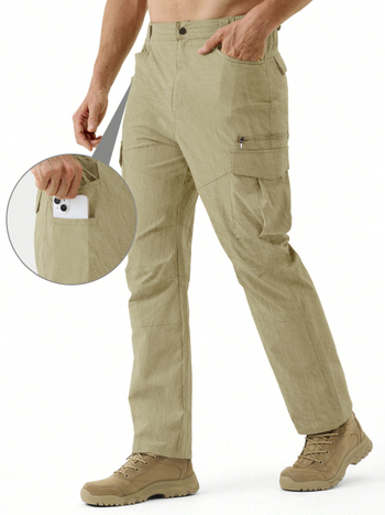 Tööpüksid mitme taskuga, sirge lõige, keskmine talje, nööpidega sulgemine, 100% polüester