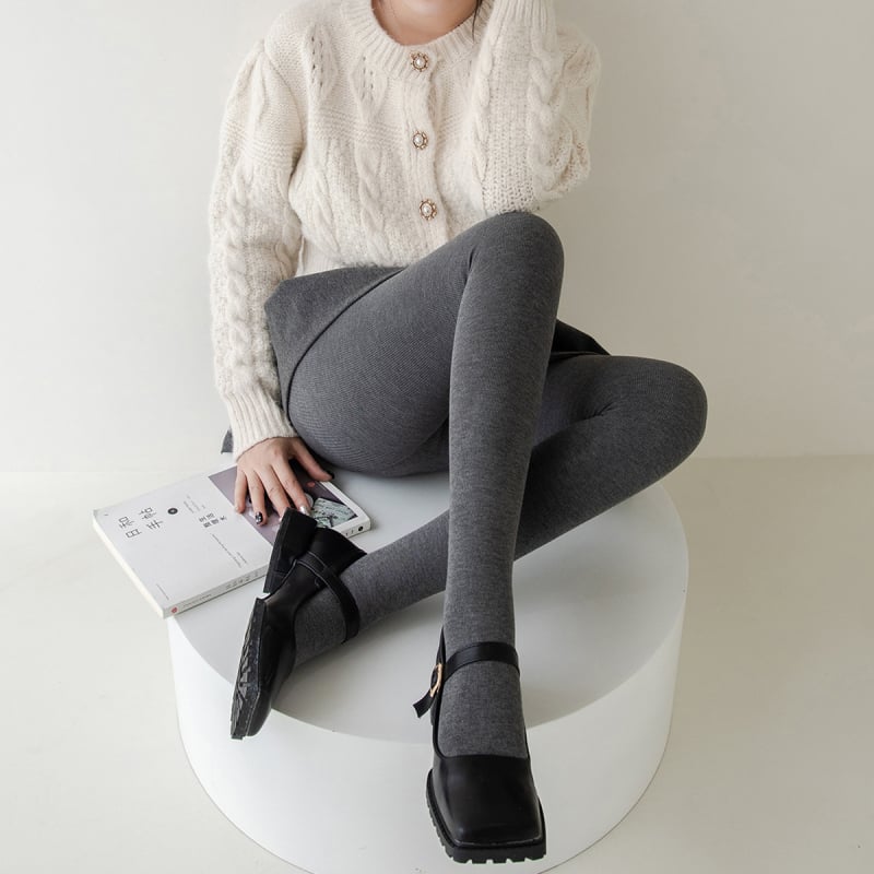 Nailonist sukkpüksid fleece voodriga, kõrge vöökoht, vormimine, ühes toonis, paksendatud