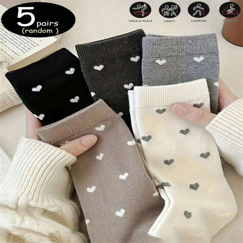 Poolpõlvesokid südamestrükiga (Deodoriseerivad; Polüester 80–90%; Ühe õmblusega kudumine; 168 õmblust)