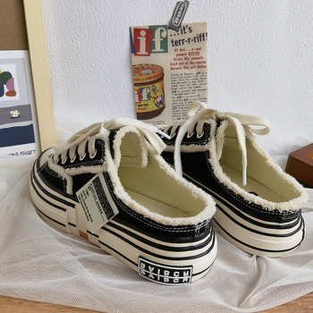 Naiste kanvasjalanõud – Ulzzang Harajuku stiimuliga vaba aja ketsid, madal kõrgus, vulkaniseeritud talla, sisedetail