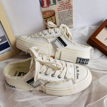 Naiste kanvasjalanõud – Ulzzang Harajuku stiimuliga vaba aja ketsid, madal kõrgus, vulkaniseeritud talla, sisedetail