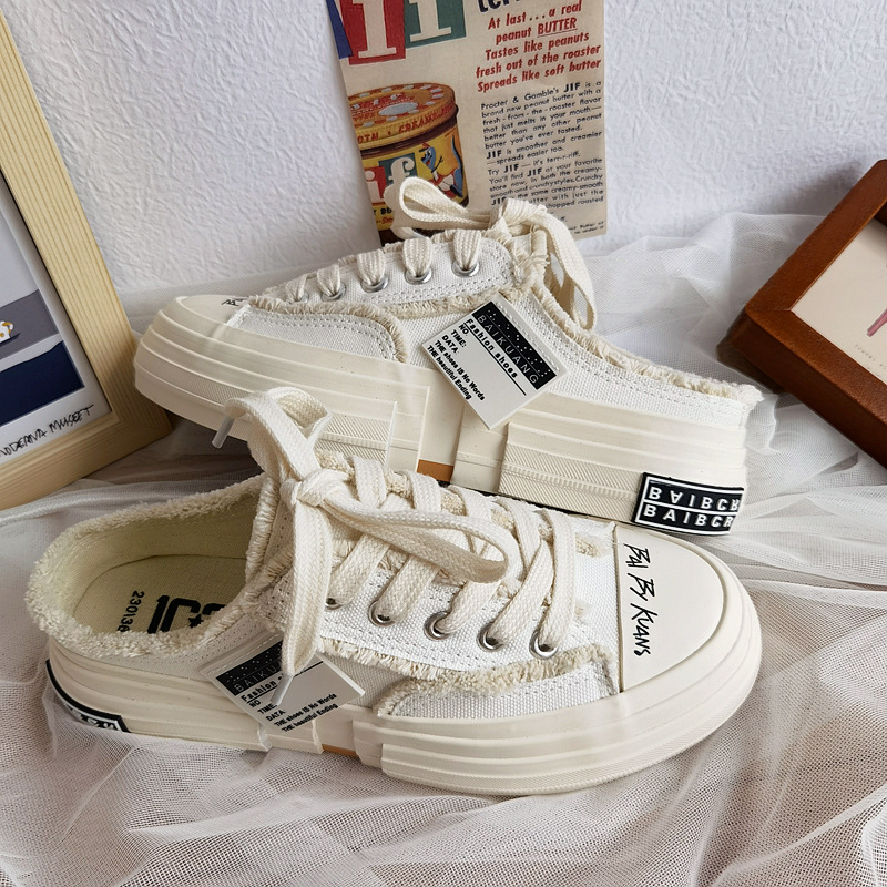 Naiste kanvasjalanõud – Ulzzang Harajuku stiimuliga vaba aja ketsid, madal kõrgus, vulkaniseeritud talla, sisedetail