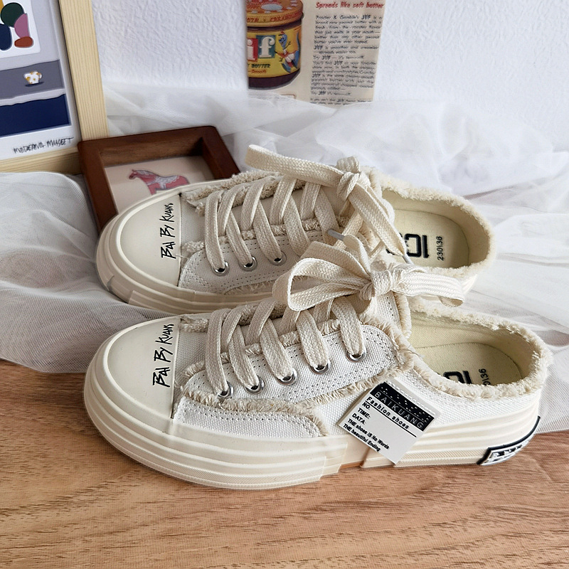 Naiste kanvasjalanõud – Ulzzang Harajuku stiimuliga vaba aja ketsid, madal kõrgus, vulkaniseeritud talla, sisedetail