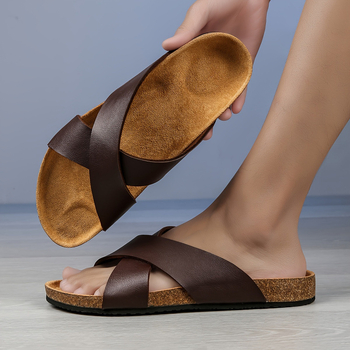 Rooma stiilis sandaalid nubuk-ülemusega, avatud varvas, hingavad, eakatele meestele