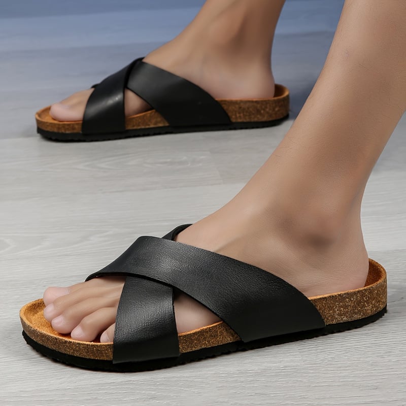 Rooma stiilis sandaalid nubuk-ülemusega, avatud varvas, hingavad, eakatele meestele