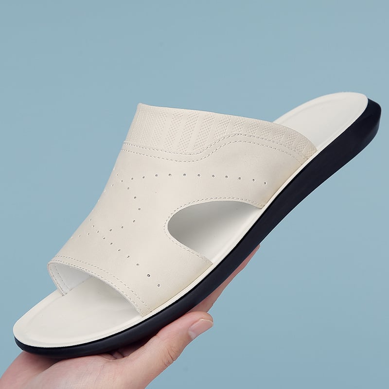 Meeste avatud varvastega sandaalid, vabaajastiil, ülemine materjal: teise kihi veisnahk, tald: kumm, sisemus: kunstnahk