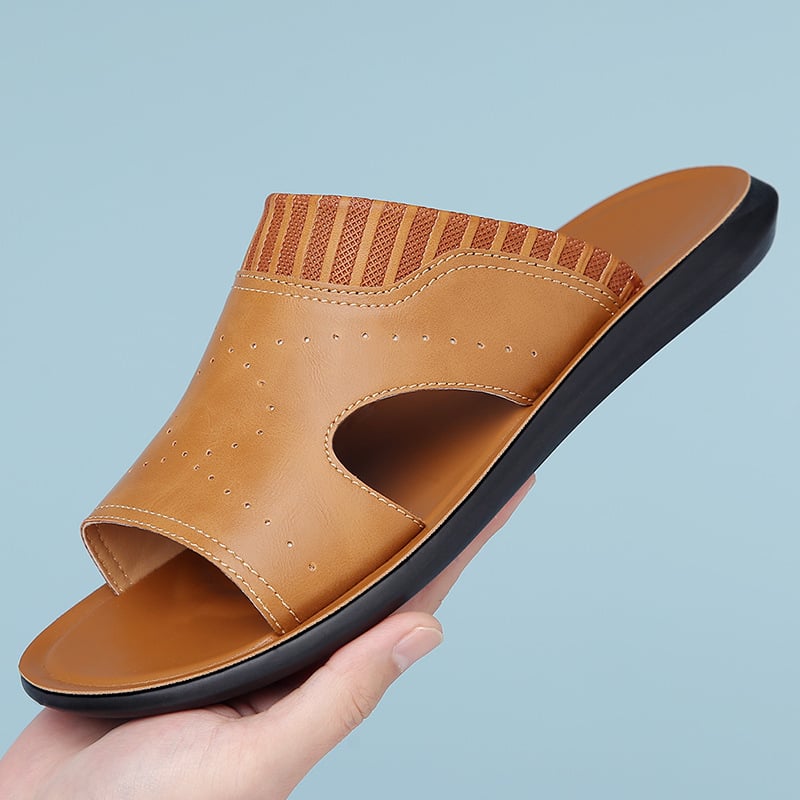 Meeste avatud varvastega sandaalid, vabaajastiil, ülemine materjal: teise kihi veisnahk, tald: kumm, sisemus: kunstnahk