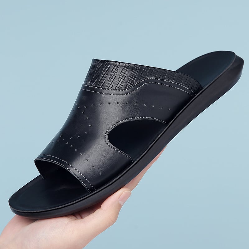 Meeste avatud varvastega sandaalid, vabaajastiil, ülemine materjal: teise kihi veisnahk, tald: kumm, sisemus: kunstnahk