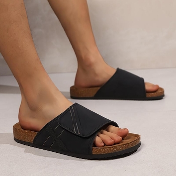 Férfi állítható Toe Cap szandálok, velúr felsővel és hemp fonott talppal (sportos stílus)