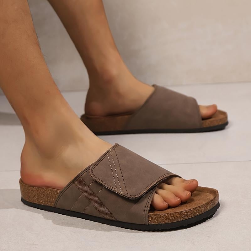 Férfi állítható Toe Cap szandálok, velúr felsővel és hemp fonott talppal (sportos stílus)