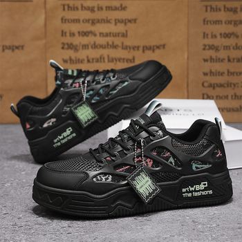 Meeste igapäevased sportlikud jalanõud (ülemine PU+võrk, tallal injekteeritud PVC, kõrguse suurendamine 1-3 cm, trossid, hingav sisemine võrk)