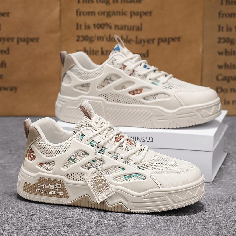 Meeste igapäevased sportlikud jalanõud (ülemine PU+võrk, tallal injekteeritud PVC, kõrguse suurendamine 1-3 cm, trossid, hingav sisemine võrk)