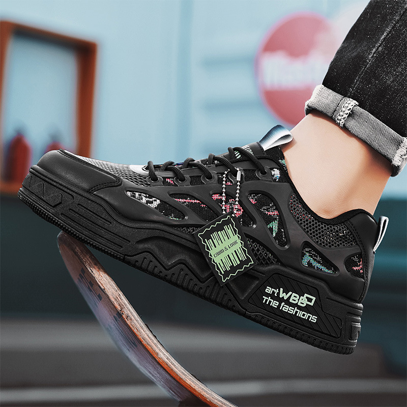 Meeste igapäevased sportlikud jalanõud (ülemine PU+võrk, tallal injekteeritud PVC, kõrguse suurendamine 1-3 cm, trossid, hingav sisemine võrk)