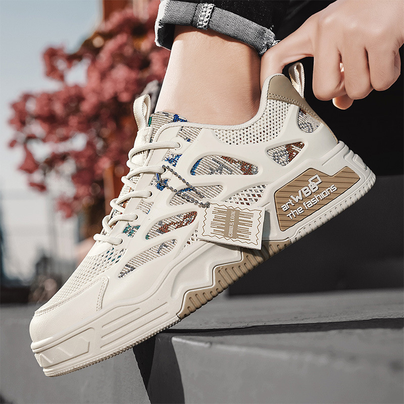 Meeste igapäevased sportlikud jalanõud (ülemine PU+võrk, tallal injekteeritud PVC, kõrguse suurendamine 1-3 cm, trossid, hingav sisemine võrk)