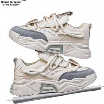 Meeste igapäevased spordisneakerid paksu tallaga, PU+ võrk-ülemine, süstiga valatud tald, nööriga kinnitamine, madal varvas