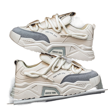 Meeste igapäevased spordisneakerid paksu tallaga, PU+ võrk-ülemine, süstiga valatud tald, nööriga kinnitamine, madal varvas