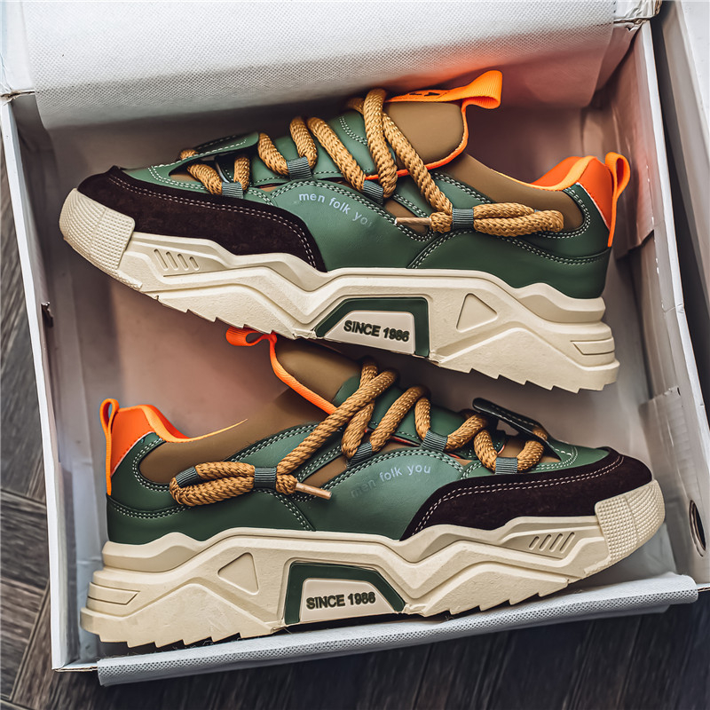 Meeste igapäevased spordisneakerid paksu tallaga, PU+ võrk-ülemine, süstiga valatud tald, nööriga kinnitamine, madal varvas