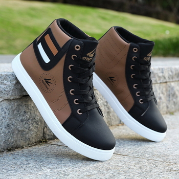 Meeste kõrgemad skateboard jalanõud - PU ülaosa, PVC tald, sidumine pitsidega, disain: värvi plokk, kerged, libisemiskindlad