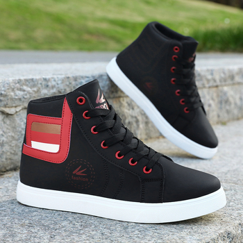 Meeste kõrgemad skateboard jalanõud - PU ülaosa, PVC tald, sidumine pitsidega, disain: värvi plokk, kerged, libisemiskindlad