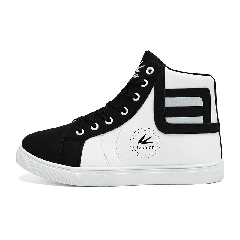 Meeste kõrgemad skateboard jalanõud - PU ülaosa, PVC tald, sidumine pitsidega, disain: värvi plokk, kerged, libisemiskindlad