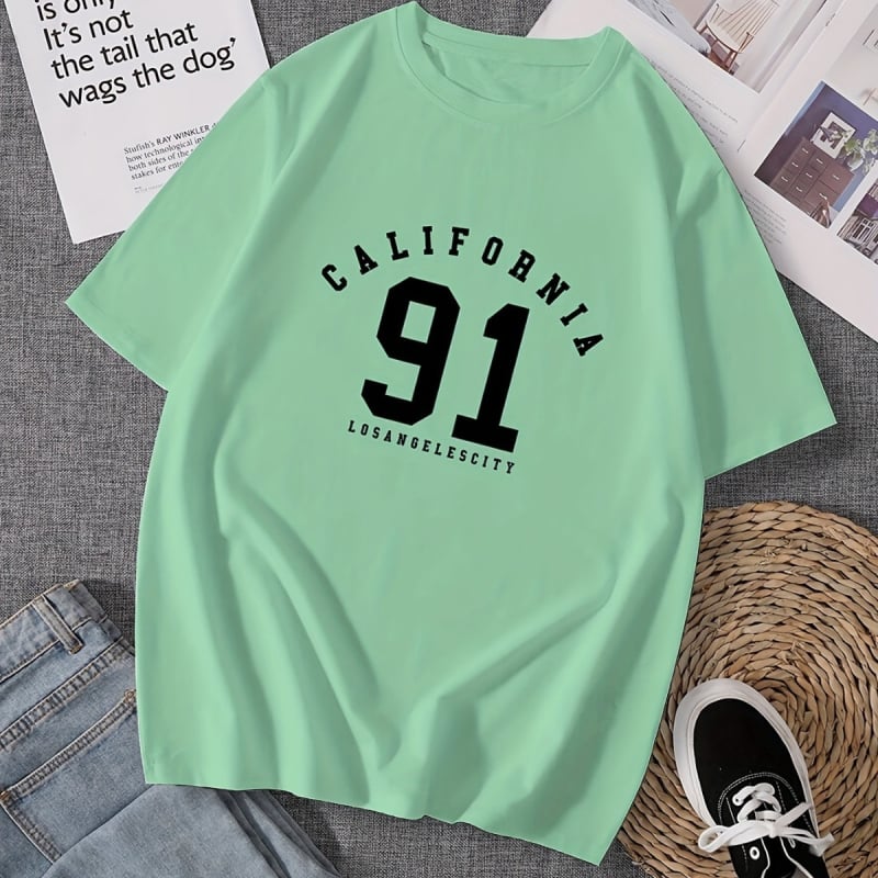 H162 tähestiku trükiga T-särk — vaba lõige, ringkaelus, lühikesed varrukad, polüester 96%+