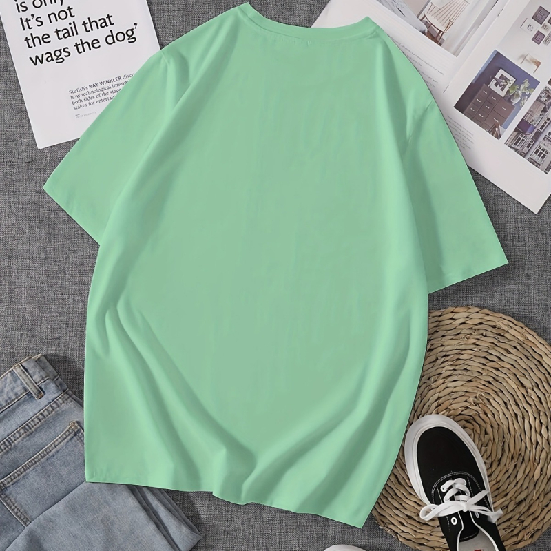 H162 tähestiku trükiga T-särk — vaba lõige, ringkaelus, lühikesed varrukad, polüester 96%+