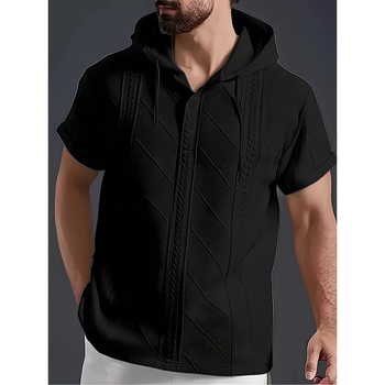 Meeste kapuutsiga T-särk, slim fit, polüester, lühikesed varrukad, reljeeftrükk