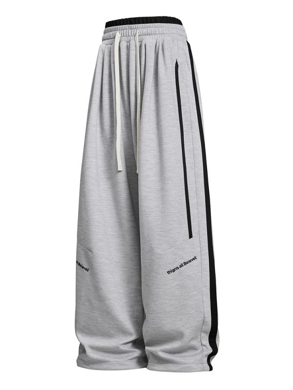 Meeste vaba-aja sportpüksid, laia lõikega, sirge säär, keskmine vöökoht, nööriga ühendus, pikad, 100% polüester, värvi blokiline muster koos patchworkiga, hingavad