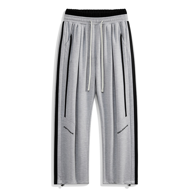 Meeste vaba-aja sportpüksid, laia lõikega, sirge säär, keskmine vöökoht, nööriga ühendus, pikad, 100% polüester, värvi blokiline muster koos patchworkiga, hingavad