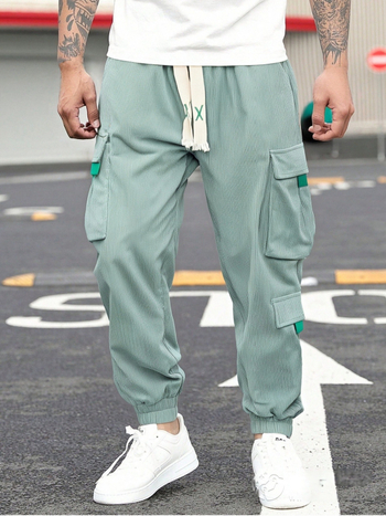 Pantaloni de lucru din corduroi, croială lejeră, talie medie, material gros, pantaloni lungi pentru iarnă