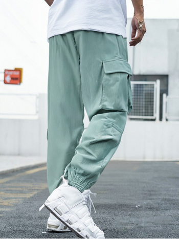 Pantaloni de lucru din corduroi, croială lejeră, talie medie, material gros, pantaloni lungi pentru iarnă