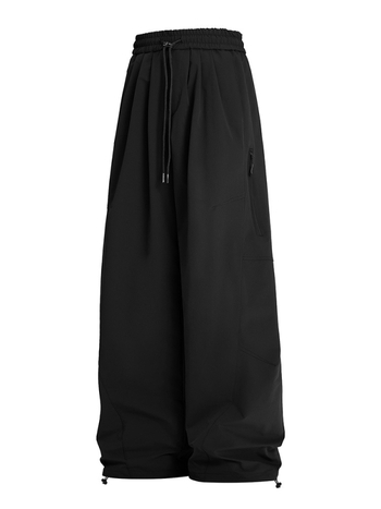 Igapäevased tööpüksid - vaba lõige, sirge lõige, nööri kinnitusega, pikad püksid, 100% polüester