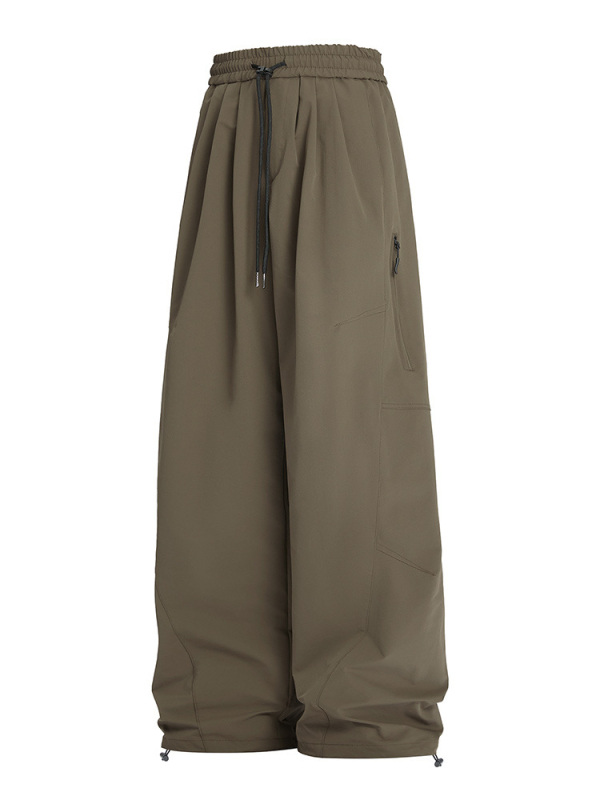 Igapäevased tööpüksid - vaba lõige, sirge lõige, nööri kinnitusega, pikad püksid, 100% polüester