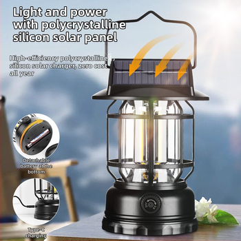 Päikesepõhine LED-kempingu lamp, veekindel välistingimustes kasutamiseks, laetav aku 1200mAh, 60 LED, 5V, 5W