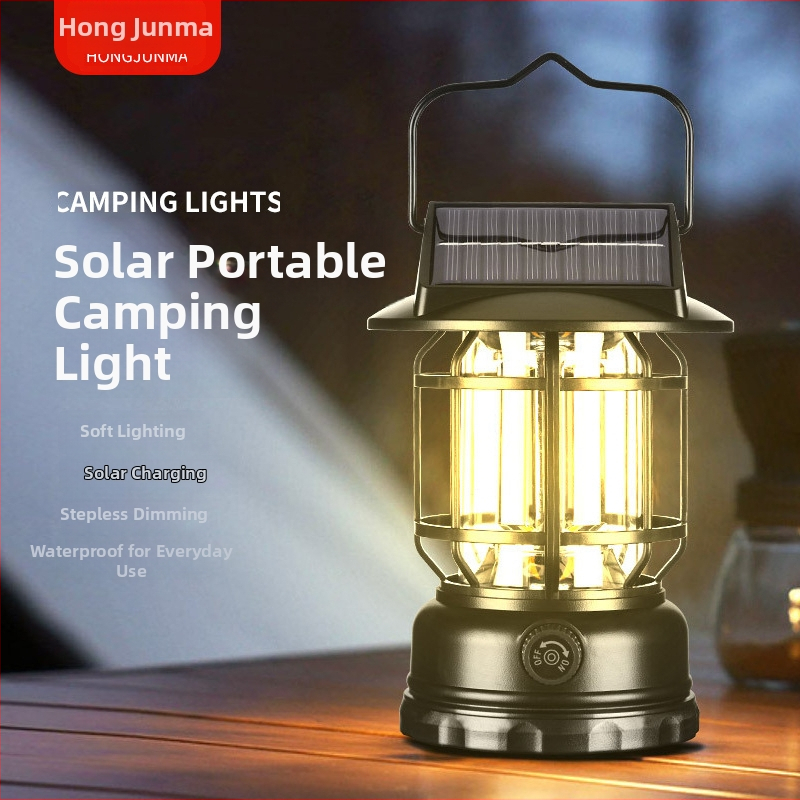 Päikesepõhine LED-kempingu lamp, veekindel välistingimustes kasutamiseks, laetav aku 1200mAh, 60 LED, 5V, 5W