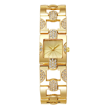 Naistele mõeldud ruudukujuline kvartskäekell kristallidega, cifernika diameeter 18 mm, paksus 9 mm, veekindlus 30 m