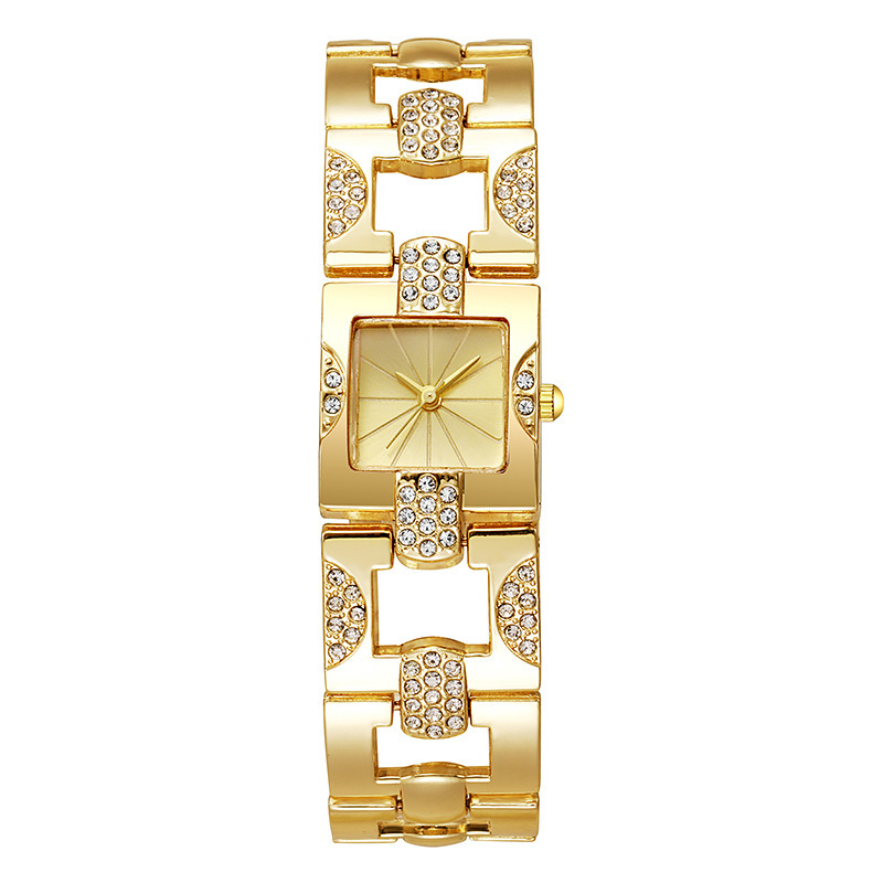 Naistele mõeldud ruudukujuline kvartskäekell kristallidega, cifernika diameeter 18 mm, paksus 9 mm, veekindlus 30 m