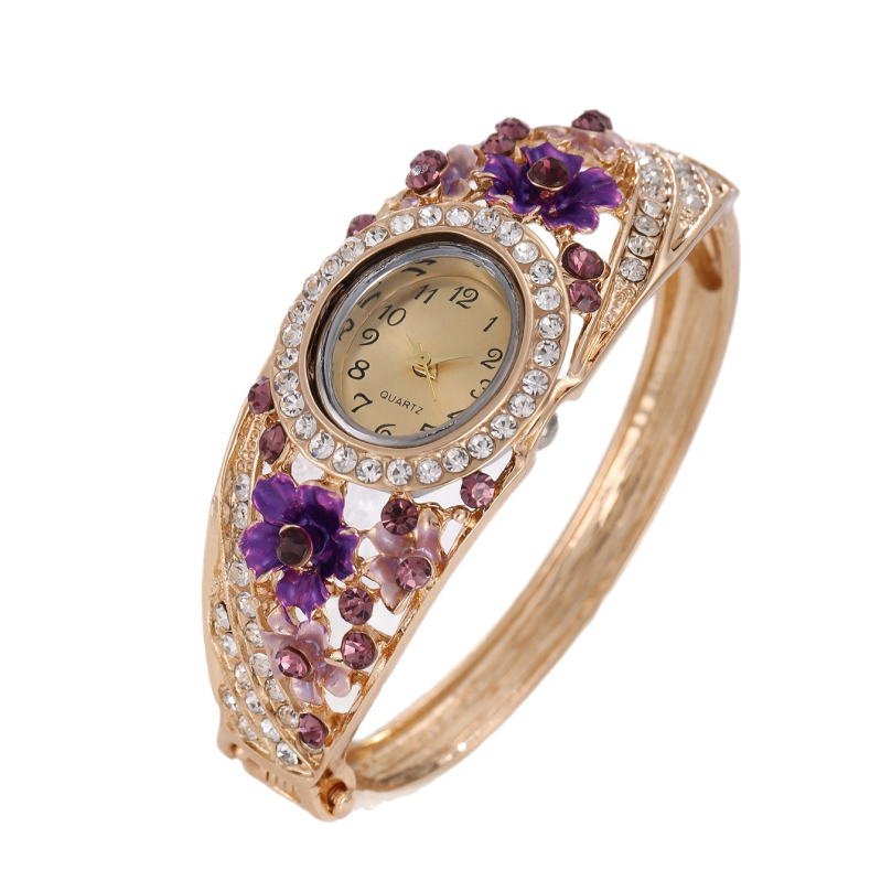 Naistele mõeldud moodne kvartsikell dekoratiivse lillemotiiviga, Zhongsheng PL68 liikumine, korpus ja rihm sulamist