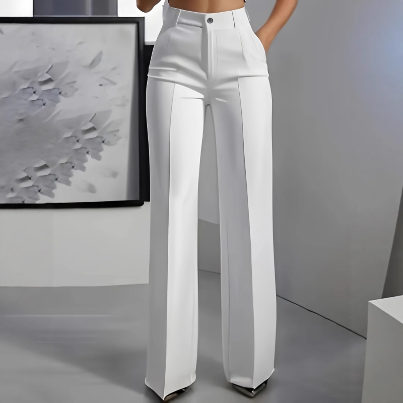 Naistele igapäevased püksid kõrge vöökoht ja sirge lõige, pikad, viskoosi/polüestri/spandeksi segu, jaapani-korea stiil