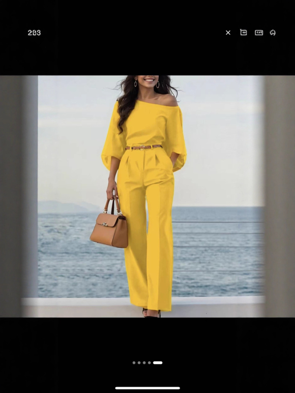 Naiste igapäevane kostüümi-top kellukujuliste varrukatega, 9/10 varrukate pikkus, 90–95% polüester, elegantne linnastiil