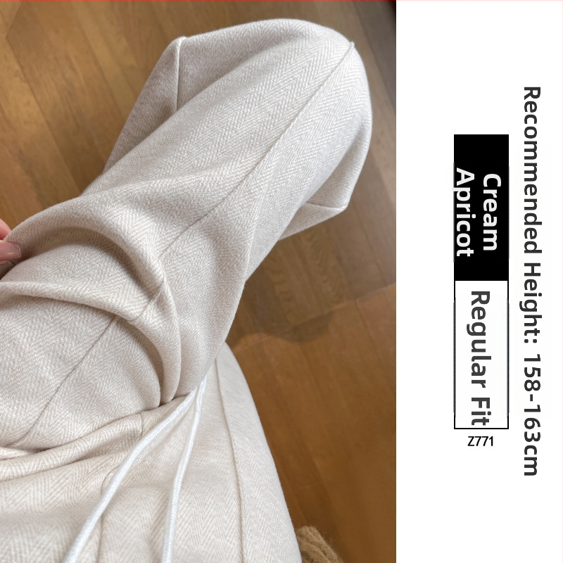 Naiste villased laiad püksid Capri pikkusega, kootud kangas, tavaline paksus, ei venita, igapäevaseks kandmiseks