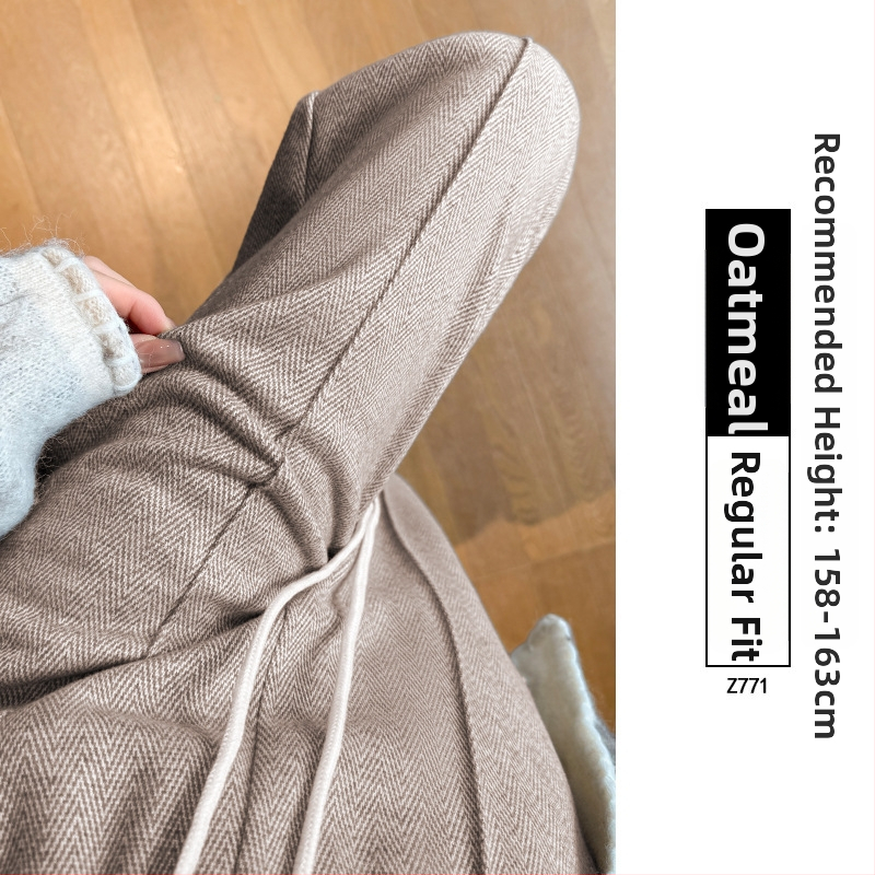 Naiste villased laiad püksid Capri pikkusega, kootud kangas, tavaline paksus, ei venita, igapäevaseks kandmiseks