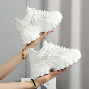 Naiste spordijalatsid 2025 paksu tallaga, hingava võrkpealne ülaosa, kõrgendava sisetallaga, nööridega, igapäevaseks kasutamiseks