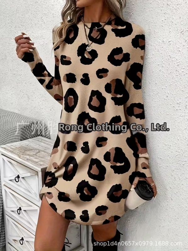 Naiste pikkade kätega kleit, A-liin siluett, lühike seelik, polüester, botaaniline lillemustr